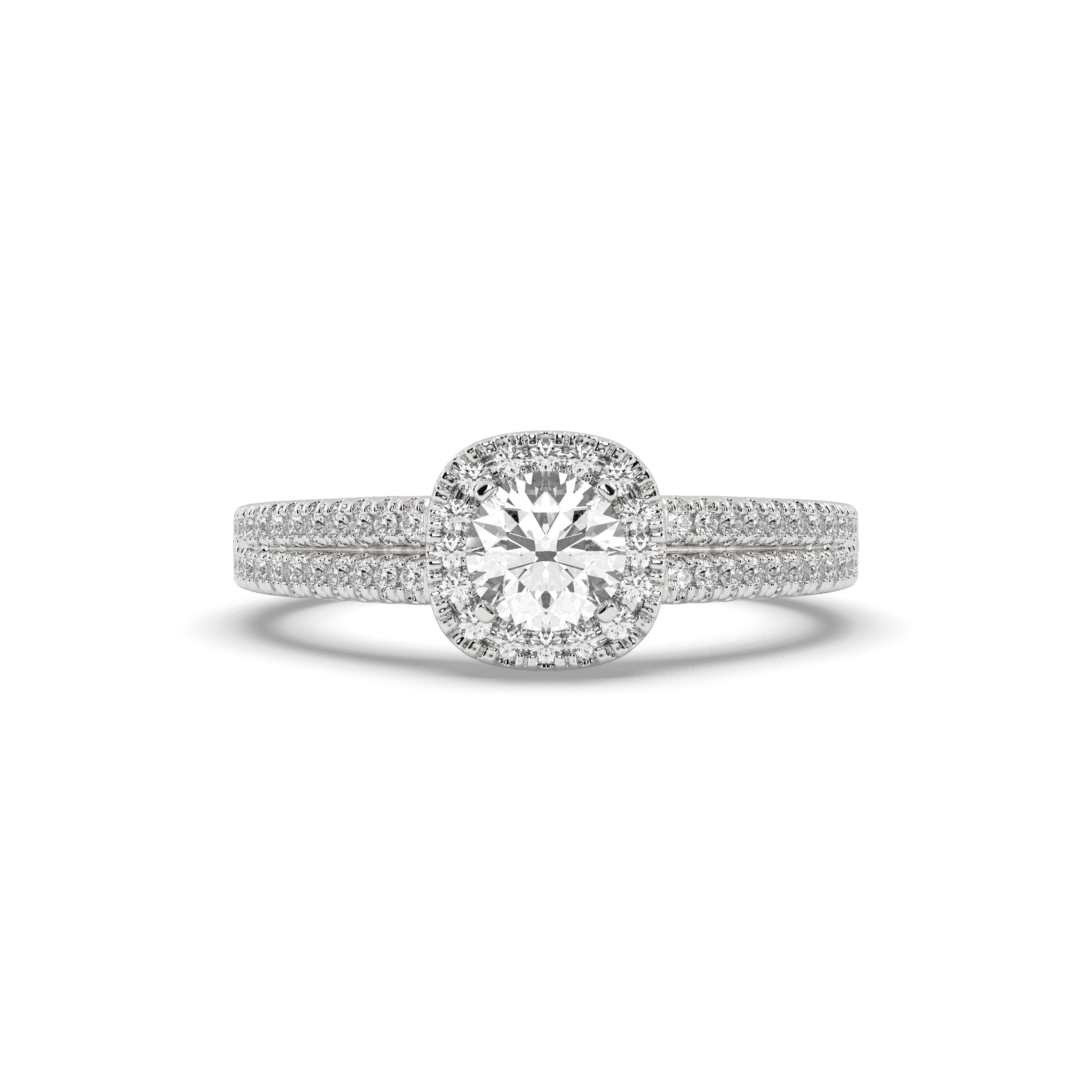 White Gold Studded 1.146 Carat Lab Grown Diamond Ring-F Color VVS Clarity.